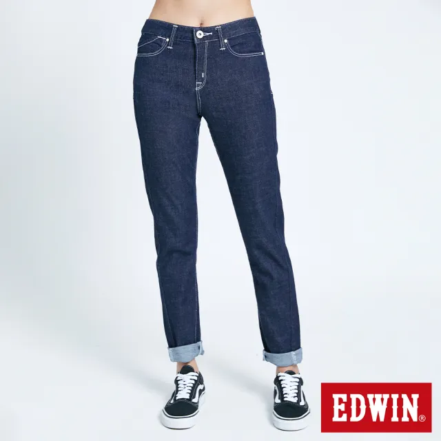 【EDWIN】女裝 E-FUNCTION 窄管牛仔褲(原藍色)