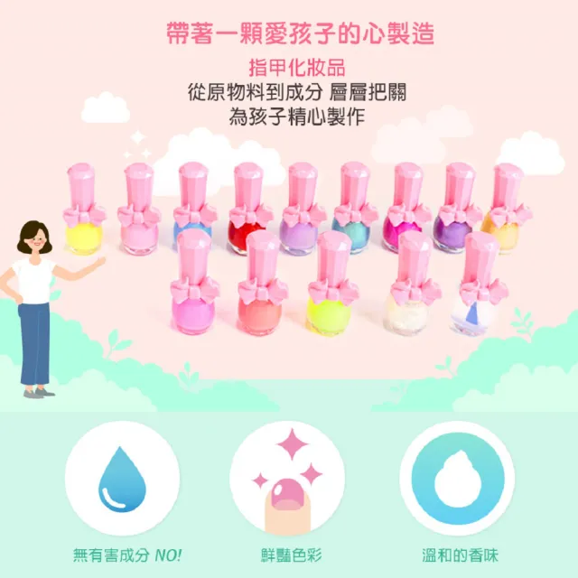 【韓國Pink Princess】兒童可撕安全無毒指甲油3入(霓虹綠/霓虹橙/霓虹粉色)