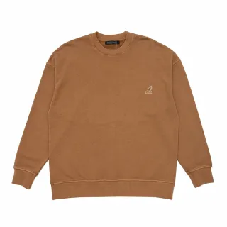 【KANGOL】長袖 大學T 中性 深卡其 水洗圓領T(6255101230)