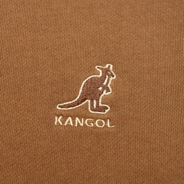 【KANGOL】長袖 大學T 中性 深卡其 水洗圓領T(6255101230)