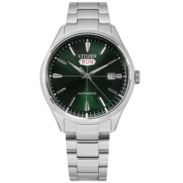 【CITIZEN 星辰】經典復刻 C7 機械錶 自動上鍊 星期日期 不鏽鋼手錶 綠色 40mm(NH8391-51X)