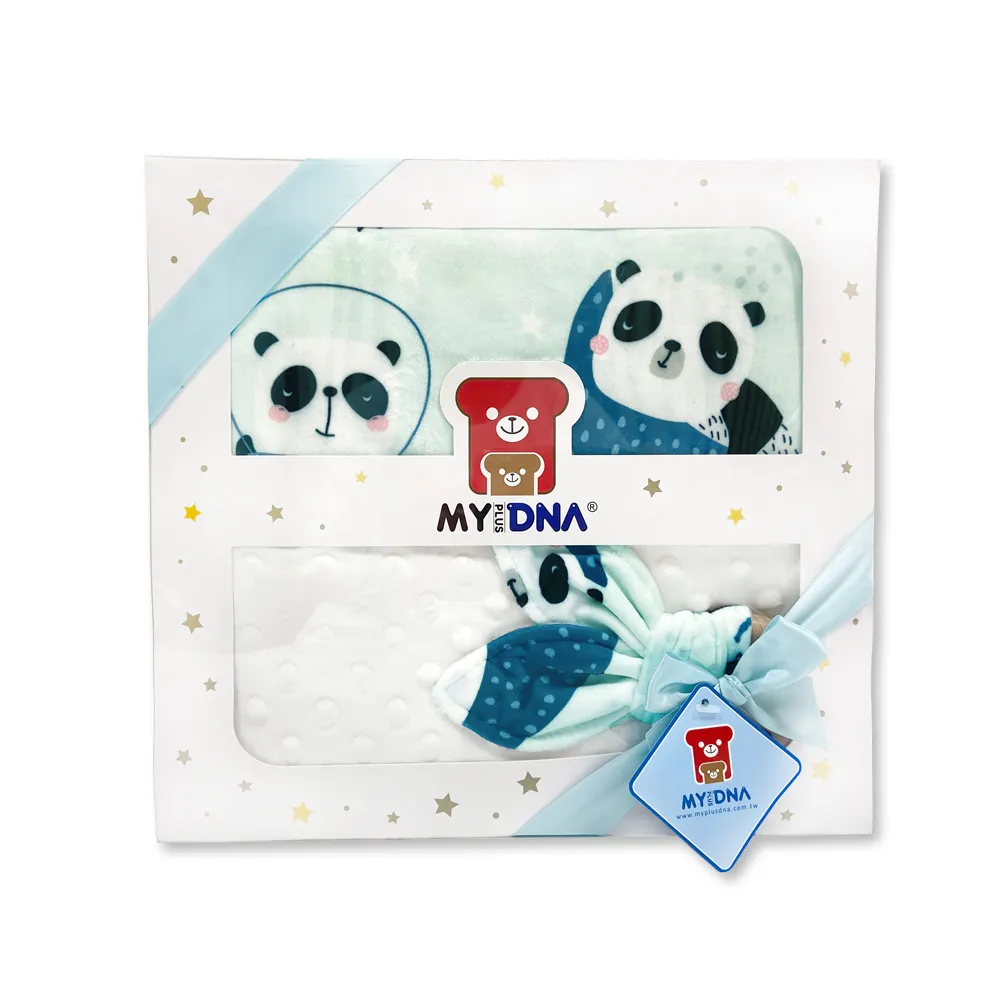 【MY+DNA 熊本部】法蘭絨舒適蓋毯禮盒組-熊貓(B0023-01-08)