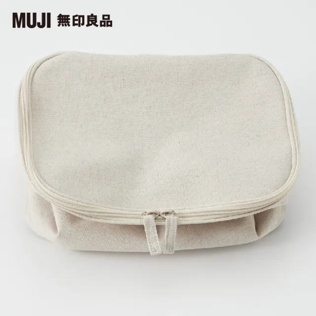 【MUJI 無印良品】聚酯纖維麻收納箱/長方形/中/半/附蓋(約寬18.5×深26×高26 cm)