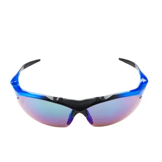 【Z-POLS】頂級TR90輕量材質黑藍漸層色 搭載PC防爆電鍍綠運動太陽眼鏡(抗UV400抗烈陽多功能輕量運動眼鏡)