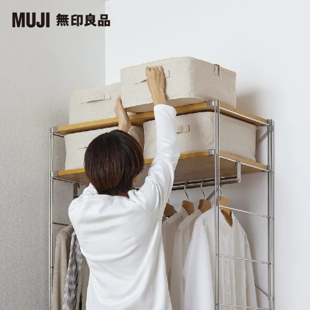 【MUJI 無印良品】聚酯纖維麻收納箱/正方形/小/附蓋(約寬35×深35×高16 cm)