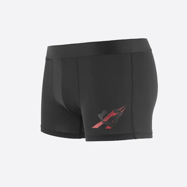 【Anden Hud】男款_吸濕排汗機能系列．短版腰帶平口內褲(黑-紅賽車)