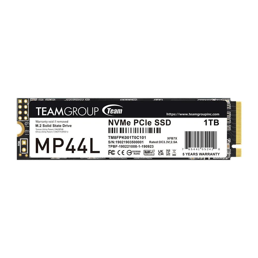 【Team 十銓】MP44L 1TB M.2 PCIe SSD 固態硬碟(讀5000MB ; 寫4500MB)