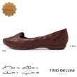 【TINO BELLINI 貝里尼】巴西進口牛皮縫衍菱格舒足平底鞋FWBT032(咖啡)