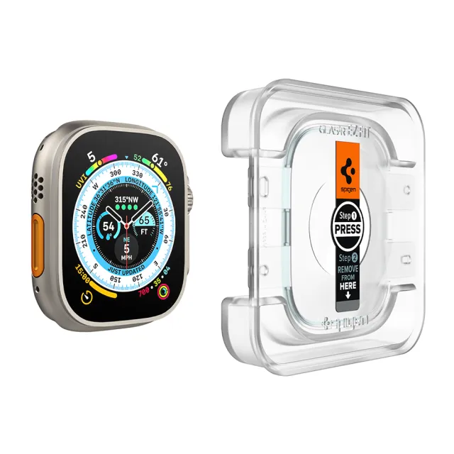 【Spigen】SGP Apple Watch Ultra 2/1代_共用 49mm-Glas tR EZFit 快易貼(透明:2入組)