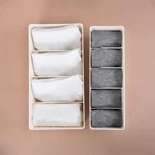 【Life+】日式簡約 多功能可堆疊分隔襪子/內褲收納盒_4格(收納神器 小物 儲物 整理 抽屜收納)