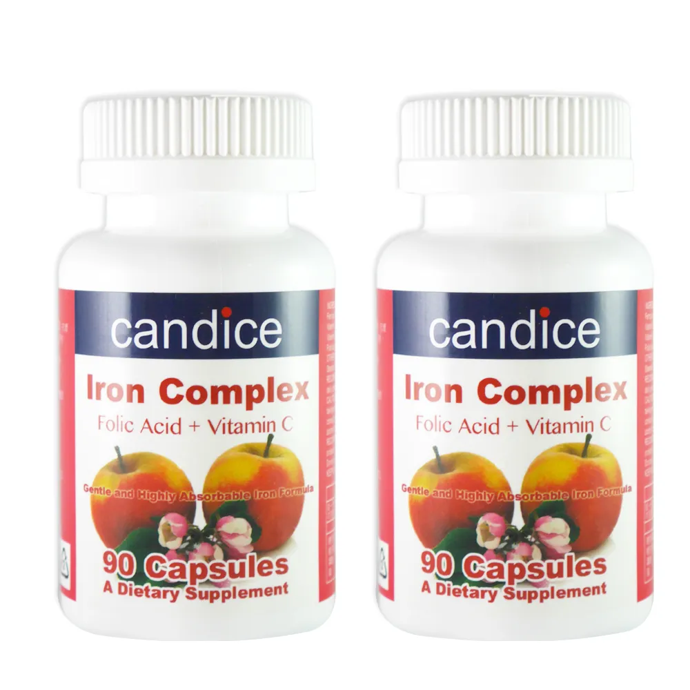 【Candice康迪斯】複方樂補鐵膠囊 兩瓶組｜添加葉酸、維生素C、維生素B12(90顆/瓶)