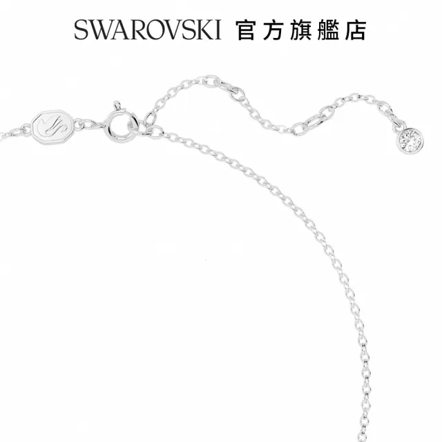 【SWAROVSKI 官方直營】Hyperbola 項鏈 蝴蝶結 細碼 白色 鍍白金色