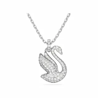 【SWAROVSKI 官方直營】Swan 鏈墜 天鵝 中碼 白色 鍍白金色