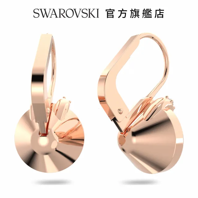 【SWAROVSKI 官方直營】Bella V 水滴形耳環圓形切割  粉紅色  鍍玫瑰金色調 交換禮物