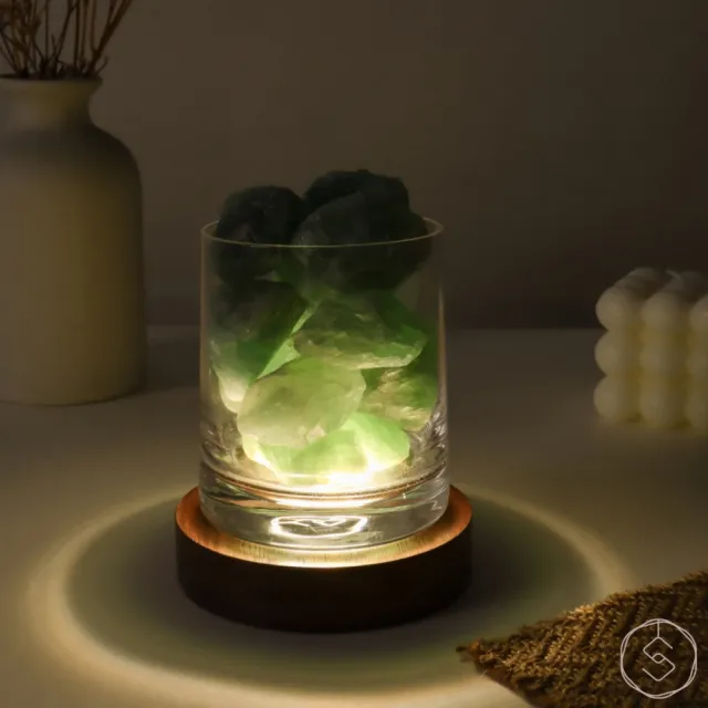 【SPANCONNY 飾品控】靈感寶庫 l 綠螢石 / 黑胡桃木燈座 l 水晶氣氛燈(桌燈/小夜燈/水晶燈)