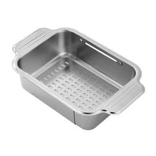 304不銹鋼伸縮瀝水洗菜籃-大號款(瀝水籃 水槽瀝水架 洗菜籃 洗菜架 廚房必備)