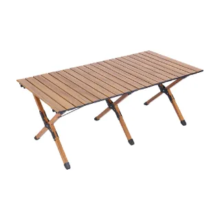 【DE生活】全鋁合金蛋捲桌60公分(露營桌 木紋桌 戶外折疊桌 野餐桌)