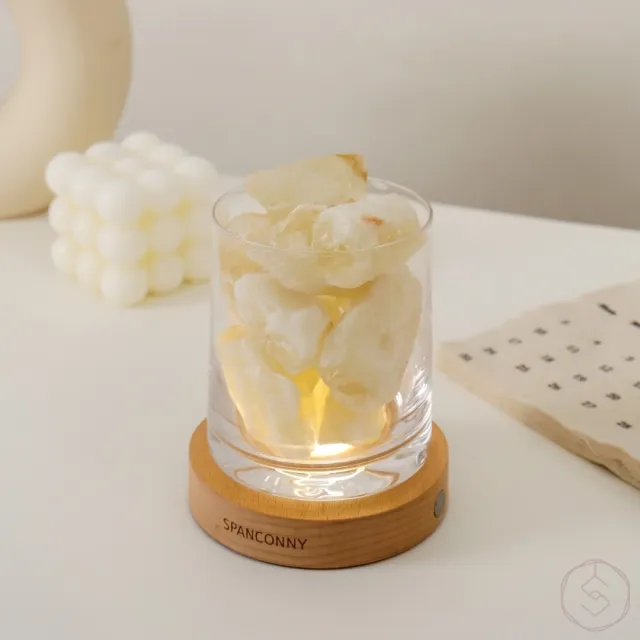 【SPANCONNY 飾品控】聚財自信 l 黃水晶 / 櫸木燈座 l 水晶氣氛燈(桌燈/小夜燈/水晶燈)