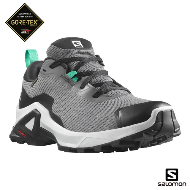 salomon官方直營 女 X REVEAL 2 Goretex 低筒登山鞋(靜灰/黑/薄荷葉綠)