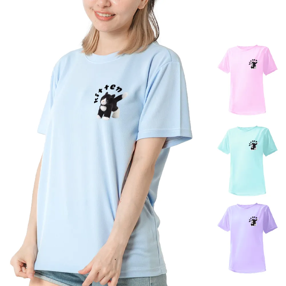 【台製良品】台灣製男女款 吸排短T-Shirt貓咪_C001(多色任選)