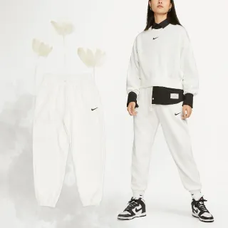 Nike 長褲NSW Phoenix 女款黑白刷毛抽繩高腰小開岔寬褲棉褲DQ5616-010, NIKE