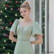 【OMUSES】V領蕾絲訂製款綠色長禮服19-2213(S-3L)