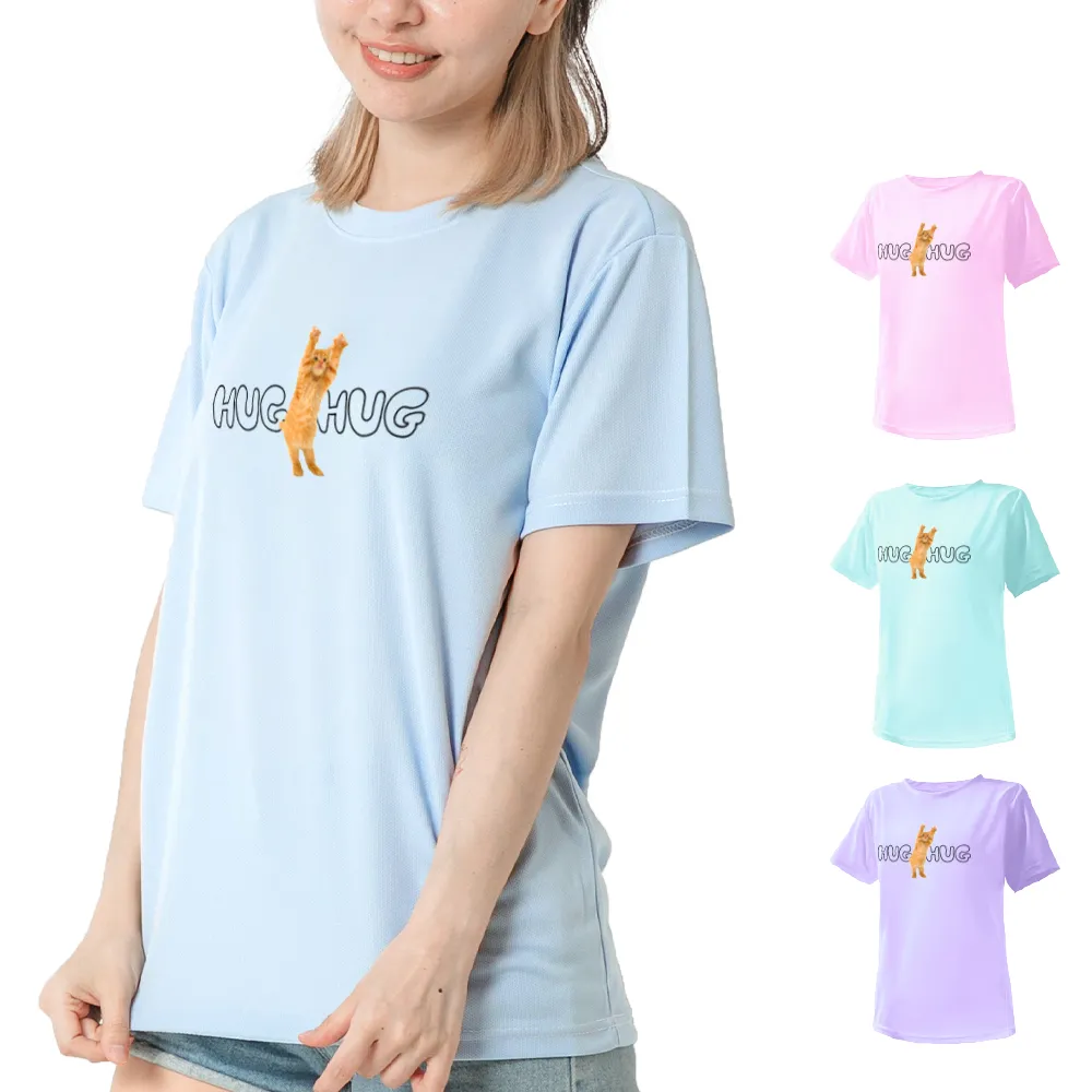 【台製良品】台灣製男女款 吸排短T-Shirt貓咪_C003(多色任選)