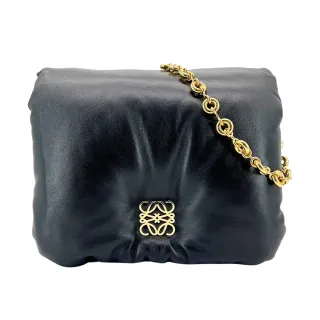 【LOEWE 羅威】Goya 亮面納帕小羊皮蓬鬆肩背包(黑)