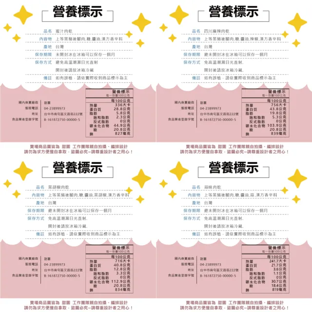 【甜園】蜜汁豬肉乾-5包入★經典原味/黑胡椒/四川麻辣/蒜味(肉乾 台灣豬 蜜汁肉乾 接單現烤)