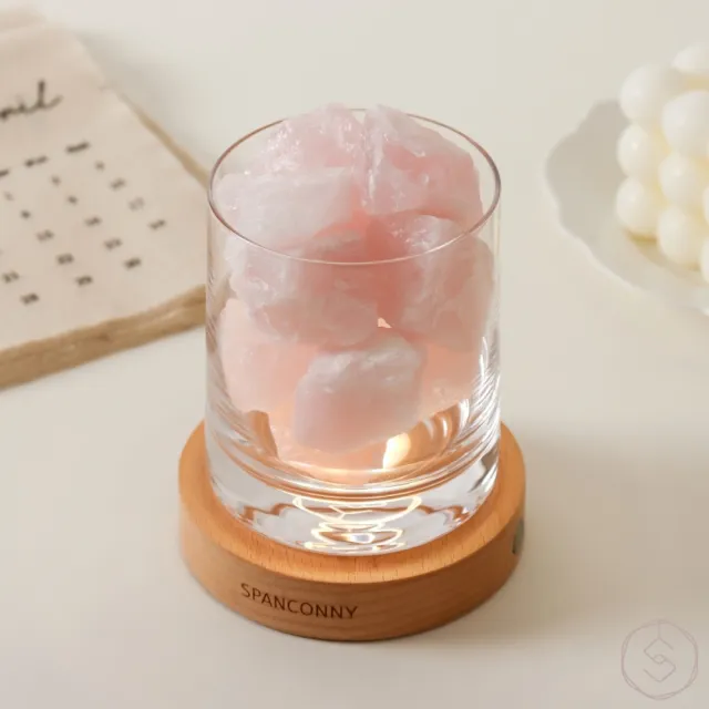 【SPANCONNY 飾品控】魅力人緣 l 粉水晶 / 櫸木燈座 l 水晶氣氛燈(桌燈/小夜燈/水晶燈)