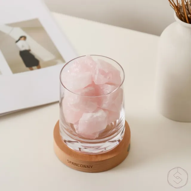 【SPANCONNY 飾品控】魅力人緣 l 粉水晶 / 櫸木燈座 l 水晶氣氛燈(桌燈/小夜燈/水晶燈)