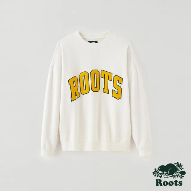 【Roots】Roots 女裝- 運動派對系列 品牌LOGO圓領上衣(白色)