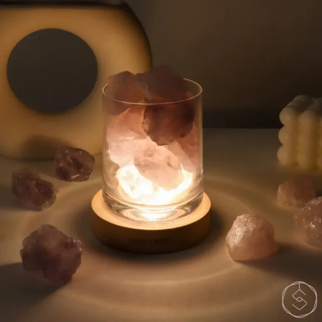 【SPANCONNY 飾品控】秘境探索 l 粉水晶x紫水晶x櫸木燈座 l 水晶氣氛燈(桌燈/小夜燈/水晶燈)