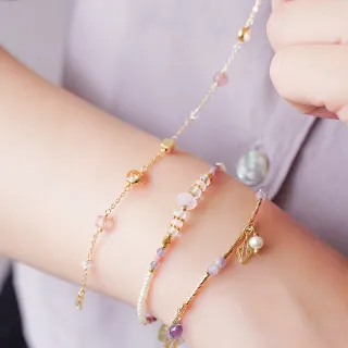 【Ficelle】消除負能量 草莓晶 K金 老月光 · 巧梅手鍊(輕珠寶 天然石 磁場 開運 設計款 手工製作)