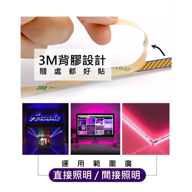 【JP嚴選-捷仕特】3入組-白光/黃光LED黏貼式軟燈條-100cm(USB款多功能裝飾燈)