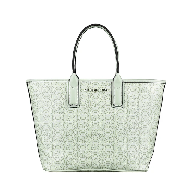 Michael Kors MK MICHAEL KORS JODIE字母LOGO老花PVC手提托特包(小/迷霧薄荷綠)