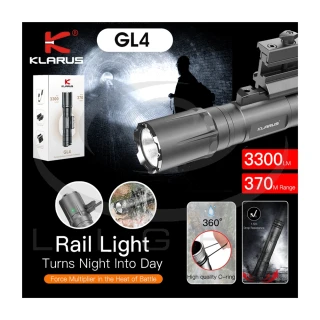 【KLARUS】錸特光電 GL4 3300流明 370米射程 槍燈(高亮 爆閃 戰術導軌燈 USB-C充電 1913 皮卡丁尼)