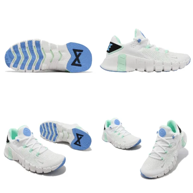 【NIKE 耐吉】訓練鞋 Wmns Free Metcon 4 女鞋 白綠 藍 健身 支撐 復古 運動鞋(CZ0596-100)