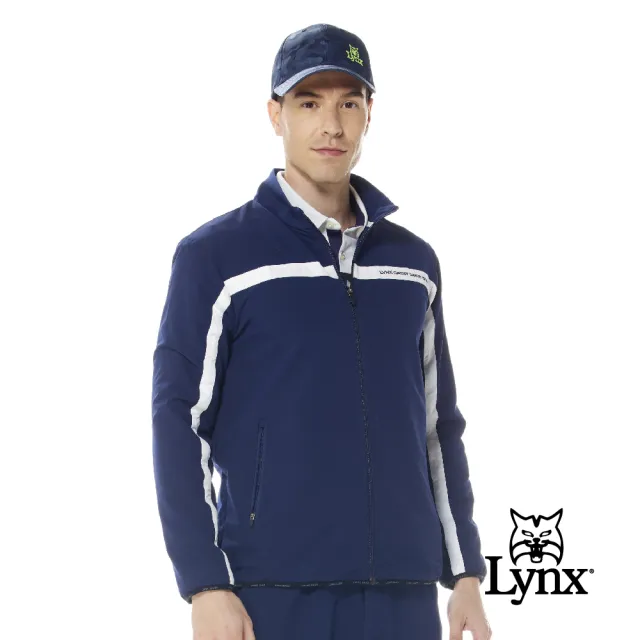 【Lynx Golf】首爾高桿風格！男款防風防潑水內刷毛保暖跳色配布剪裁設計長袖外套(二色)