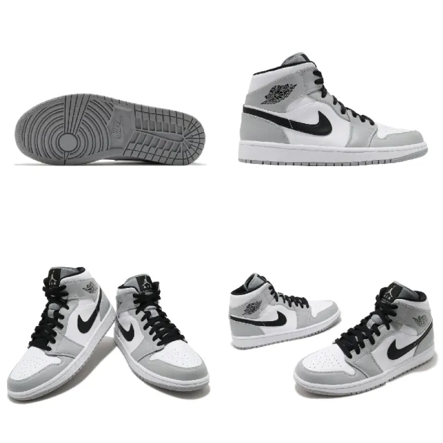 【NIKE 耐吉】休閒鞋 Air Jordan 1 Mid 男鞋 煙灰 白 黑 一代 喬丹 AJ1(554724-092)