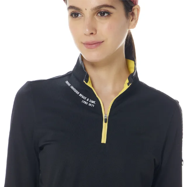 【Lynx Golf】首爾高桿風格！女款吸濕排汗異材質剪接壓條D型環設計長袖立領POLO衫/高爾夫球衫(二色)