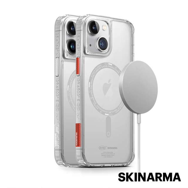 【Skinarma】iPhone 14 /15 Plus共用 Saido 低調風格四角防摔手機殼 支援磁吸-透明(可換色塊)