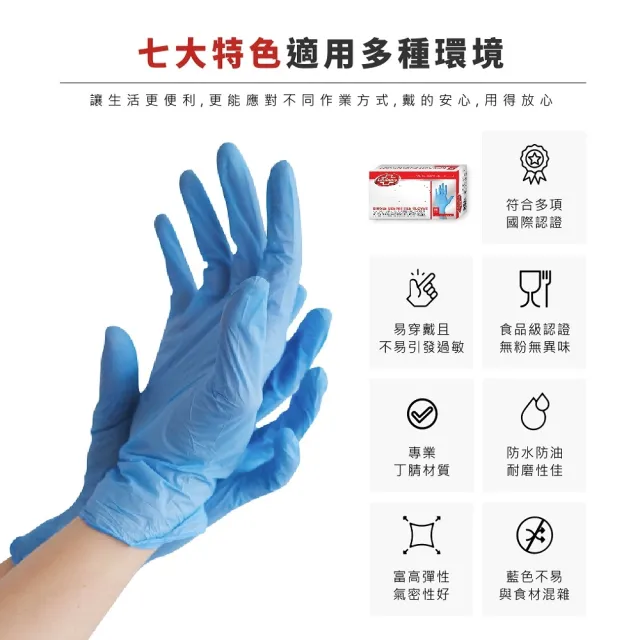 【Unilever 聯合利華】LIFEBUOY無粉食品級手套NBR(超越乳膠手套 料理手套食品手套烹飪手套 台灣好購)