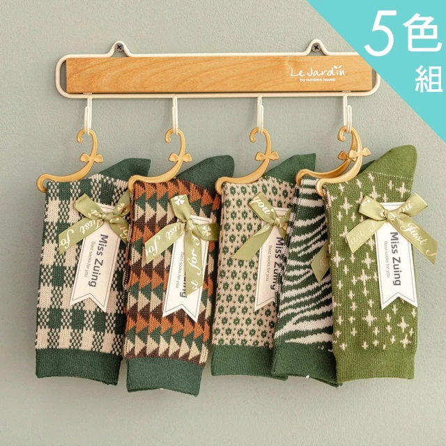 【Acorn 橡果】日系抹茶系中筒襪短襪保暖襪2641(超值5色組)