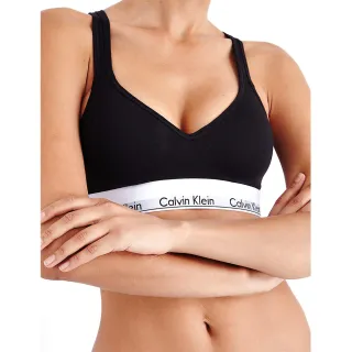 【Calvin Klein 凱文克萊】Modern Cotton Padded Bralette 棉質寬鬆緊帶零感薄襯小V運動內衣/CK內衣(黑)