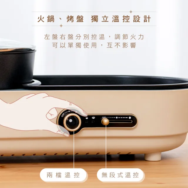 【KINYO】2.5L雙溫控火烤兩用爐/料理鍋/電火鍋/電烤盤(烤盤/火鍋兩用BP-092)