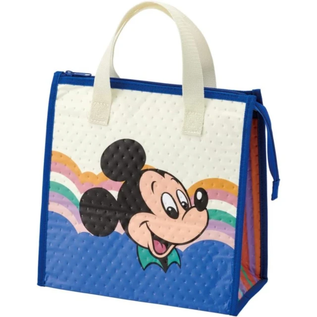 【小禮堂】Disney 迪士尼 米奇 方形不織布保冷便當袋 - 米藍大頭款(平輸品)