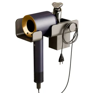 【iRoom 優倍適】免釘太空鋁吹風機收納置物架-槍灰色(免打孔 吹風機架 置物架 壁掛架) 