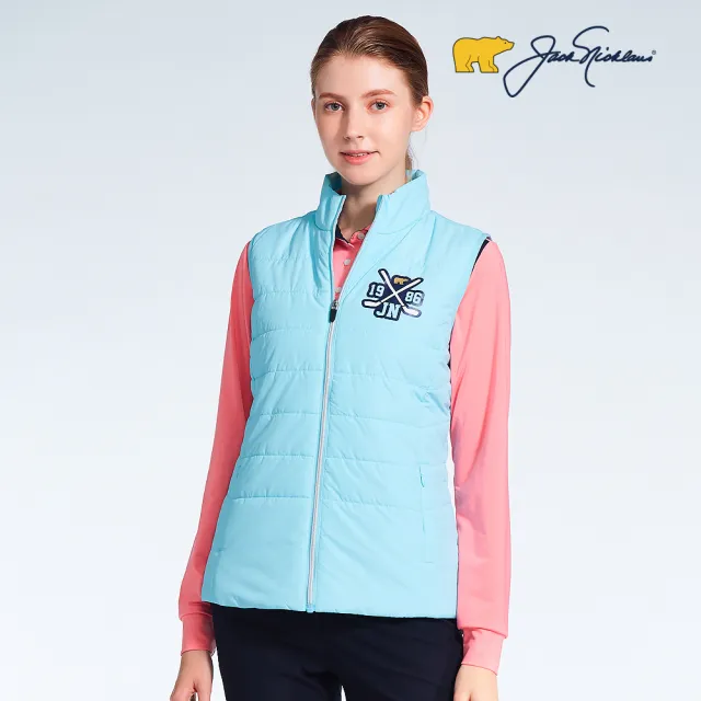 【Jack Nicklaus 金熊】GOLF女款鋪棉防潑水素面背心(藍色)