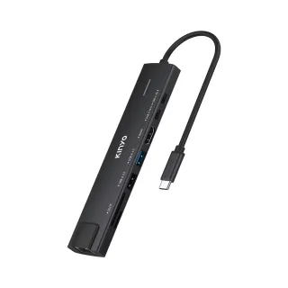 【KINYO】八合一多功能擴充座/USB集線器(PD、USB 3.2、Type-C、HDTV、RJ45、SD、MicroSD KCR-418)
